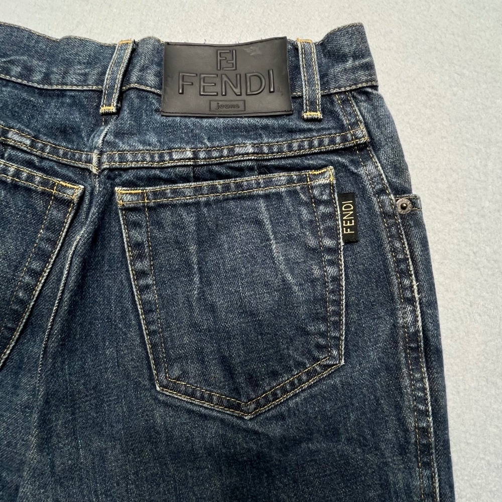 Fendi Jeans Vintage High Waisted Straight Leg Dark Wash Denim Blue Womens 23